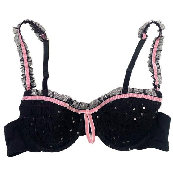 2000s black sequin mesh glam bra - Picture 1 of 4